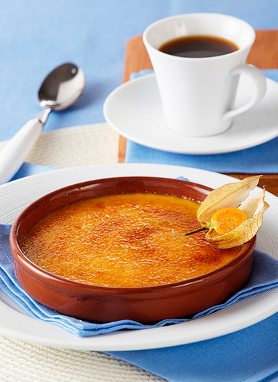 Creme brulé de maracuya y hierbabuena