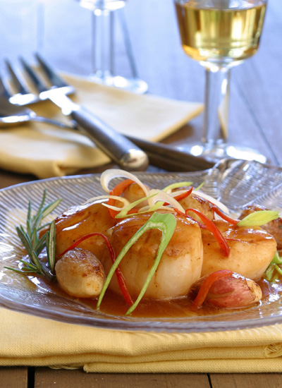 Scallops en salsa caribe