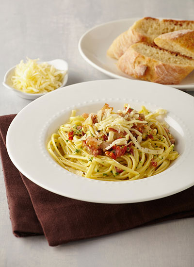 Pasta carbonara con chorizo